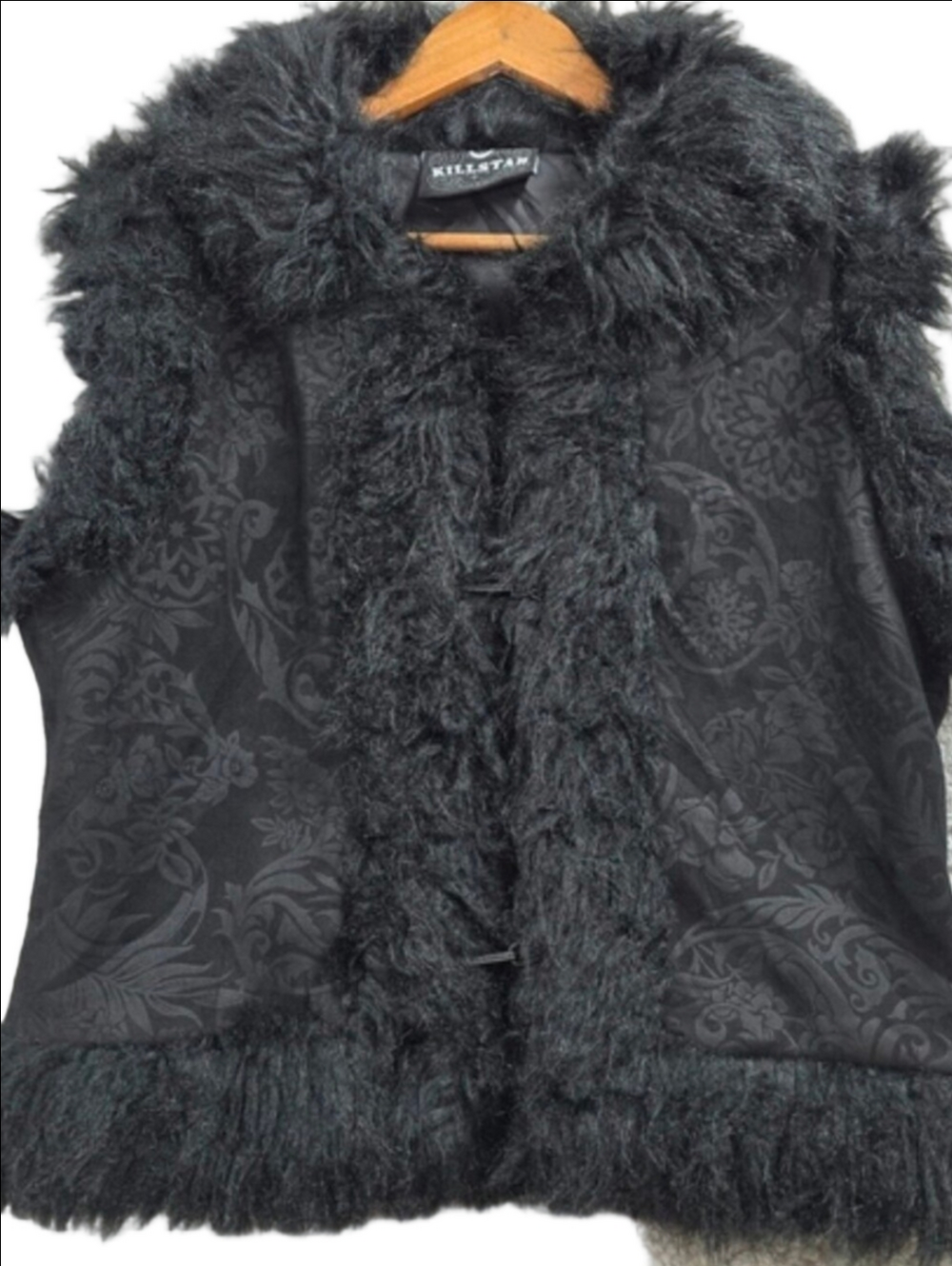 Faux Fur Gothic Vest Killstar Terradalia Black Floral Witchy XL